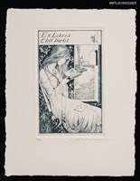 主要名稱：藏書票—在窗邊閱讀的女孩圖檔，第1張，共1張