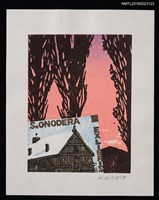 主要名稱：藏書票—晚霞雪屋圖檔，第1張，共1張