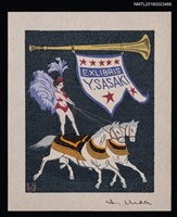 主要名稱：藏書票—馬シリーズ • 4／サーカス（馬戲團）圖檔，第1張，共1張