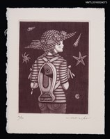 主要名稱：藏書票—夏休みの少女（夏天少女）圖檔，第1張，共1張