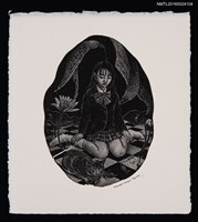 主要名稱：藏書票—少女涅槃図圖檔，第1張，共1張