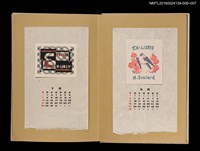 主要名稱：藏書票曆——鴿子與紅花/劃一題名：《愛書票曆》（昭和32-35年）圖檔，第2張，共2張