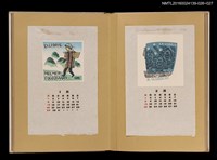 主要名稱：藏書票曆—揹竹簍的農夫/劃一題名：《愛書票曆》（昭和32-35年）圖檔，第2張，共2張