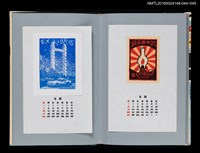 主要名稱：藏書票曆——斜張橋與黃色汽車（ハープ橋と黄色い車）/劃一題名：《愛書票曆》（平成4-7年）圖檔，第2張，共2張