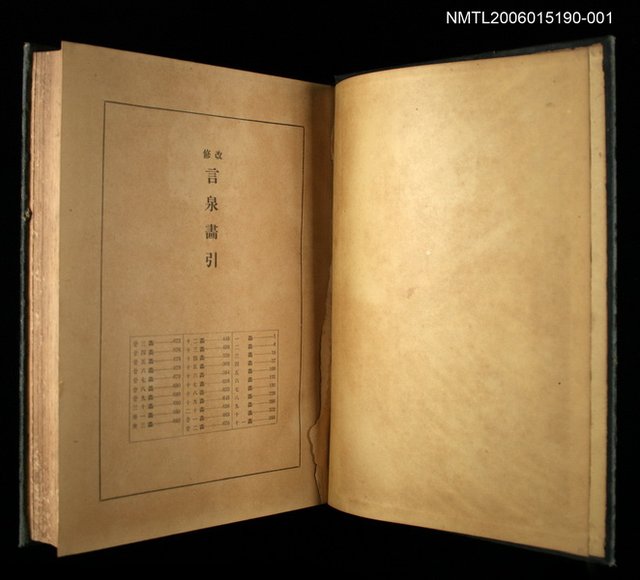 主要名稱：日本大辭典－言泉（索引）圖檔，第2張，共2張