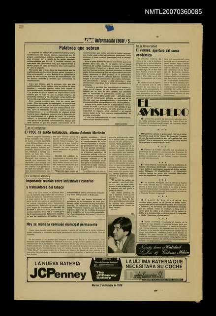 主要標題：〈Perece ahogado un submarinista〉西班牙報紙報導荷西遇難消息圖檔，第3張，共3張