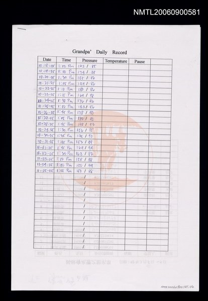 主要名稱：Grandpa' Daily Record圖檔，第1張，共1張
