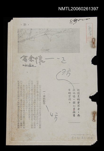 主要題名：懷念篇/期刊名稱：新世界1期圖檔，第1張，共1張