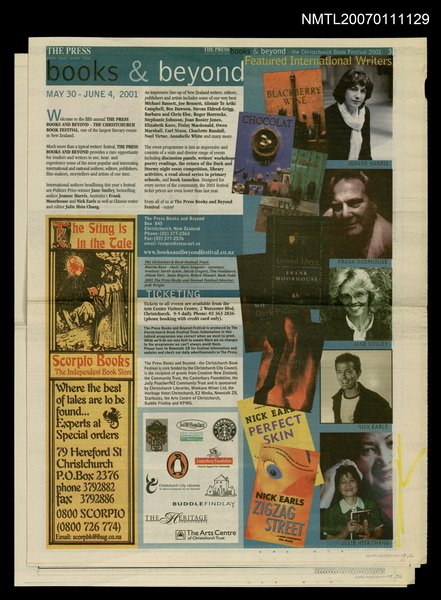 主要名稱：The Press Books and Beyond: The Christchurch Book Festival 2001/其他-：夏祖麗出席2001年紐西蘭基督城圖書節相關活動訊息圖檔，第1張，共1張