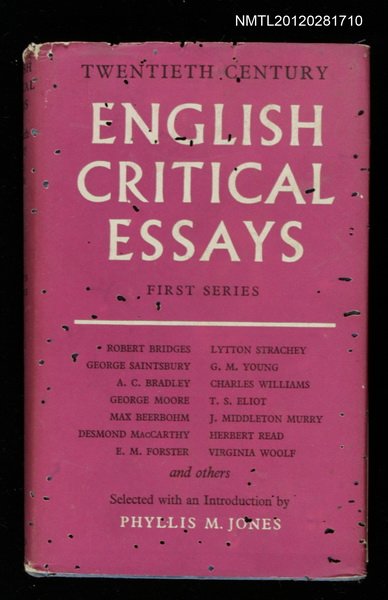 主要名稱：ENGLISH CRITICAL ESSAYS: TWENTIETH CENTURY 1圖檔，第1張，共1張