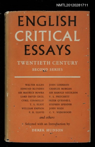主要名稱：ENGLISH CRITICAL ESSAYS: TWENTIETH CENTURY 2圖檔，第1張，共1張