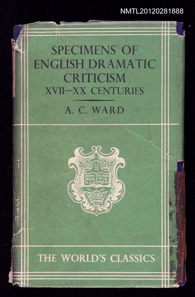 主要名稱：SPECIMENS OF ENGLISH DRAMATIC CRITICISM ⅩⅦ—ⅩⅩ CENTURIES圖檔，第1張，共1張