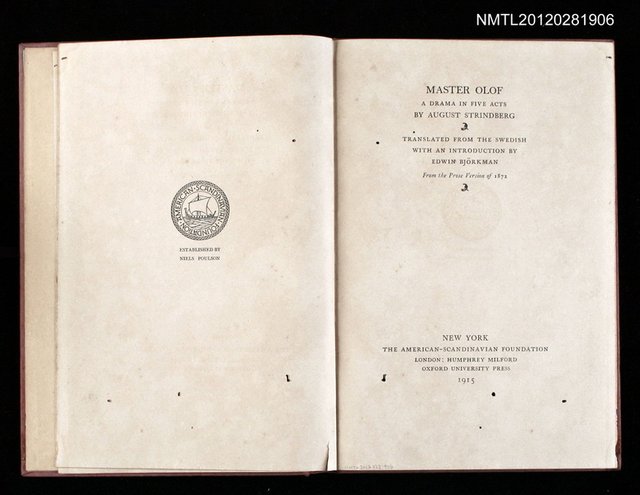 主要名稱：MASTER OLOF: A DRAMA IN FIVE ACTS圖檔，第2張，共2張