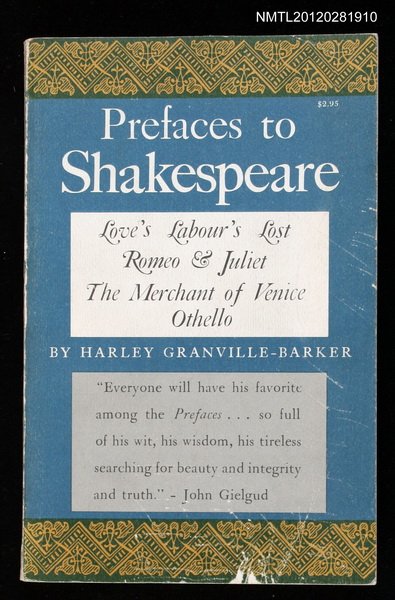 全集題名：PREFACE TO SHAKESPEARE/全集題名：Ⅳ LOVE'S LABOU'S LOST. ROMEO AND JULIET. THE MERCHANT OF VENICE. OTHELLO圖檔，第1張，共1張