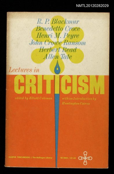 主要名稱：LECTURES IN CRITICISM圖檔，第1張，共1張