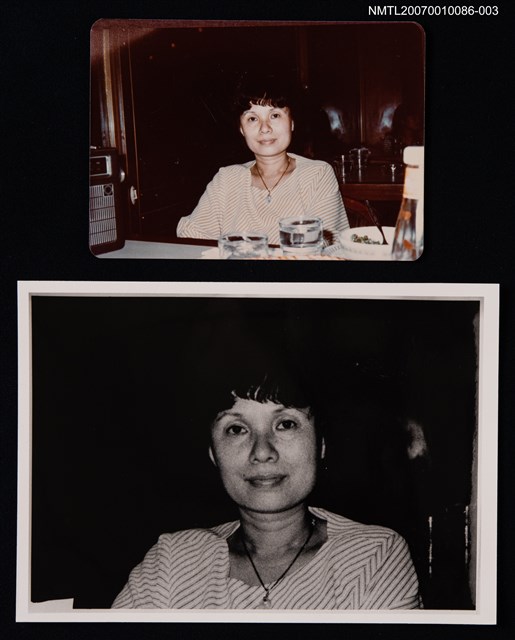 主要名稱：敻紅獨照（室內餐桌前，半身照）（翻拍照）圖檔，第1張，共1張