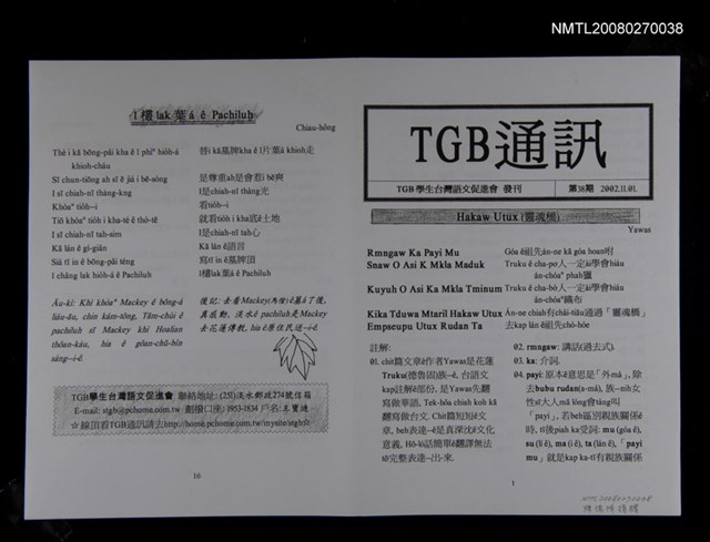 期刊名稱：TGB通訊38期圖檔，第1張，共1張