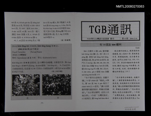 期刊名稱：TGB通訊63期圖檔，第1張，共1張