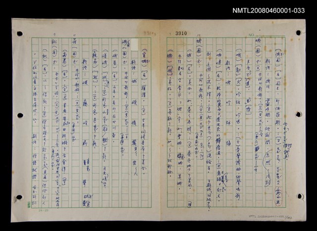 主要名稱：國台對照活用辭典印製手稿/副題名：ㄜˊ~一ˋ圖檔，第1張，共150張