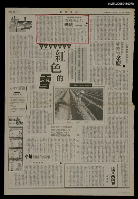 主要標題：看看地上的螞蟻/報紙名稱：民眾日報圖檔，第1張，共1張