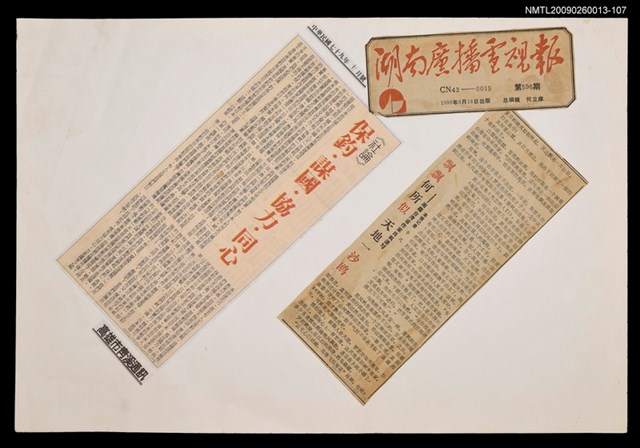 主要標題：飄飄何所似 天地一沙鷗—湘籍台灣省作家蕭颯速寫/報紙名稱：湖南廣播電視報圖檔，第1張，共1張