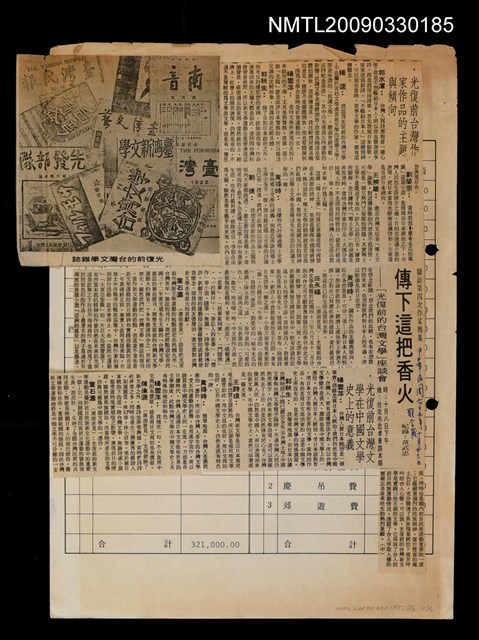 主要標題：傳下這把火—「光復前的台灣文學」座談會（上）（中）（完）/報紙名稱：聯合報圖檔，第1張，共3張