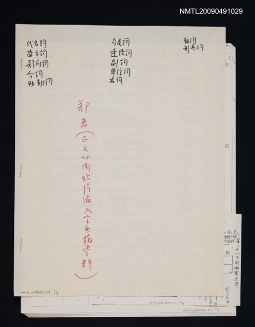 主要名稱：台語常用詞羅馬字索引（影本）圖檔，第1張，共1張