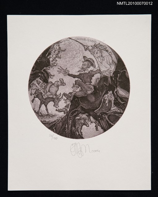 主要名稱：藏書票—唐吉訶德（滑落馬背）圖檔，第2張，共3張