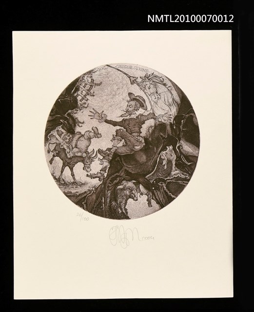 主要名稱：藏書票—唐吉訶德（滑落馬背）圖檔，第1張，共3張