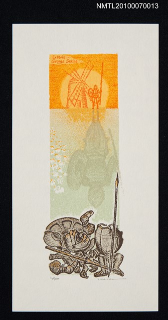 主要名稱：藏書票—唐吉訶德（散落的盔甲）圖檔，第2張，共3張