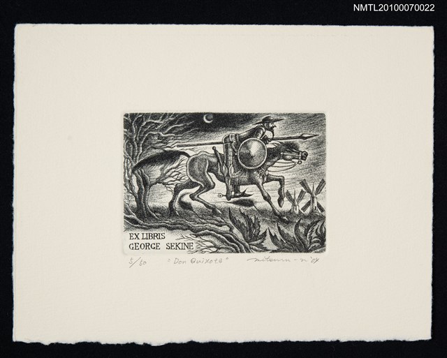 主要名稱：藏書票—唐吉訶德（月下馳騁）圖檔，第2張，共3張