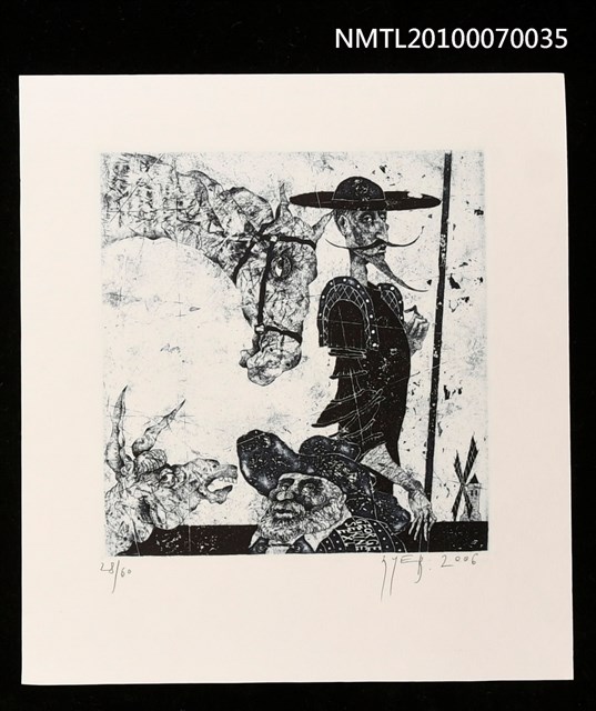 主要名稱：藏書票—唐吉訶德（與僕人、馬、毛驢）圖檔，第1張，共3張