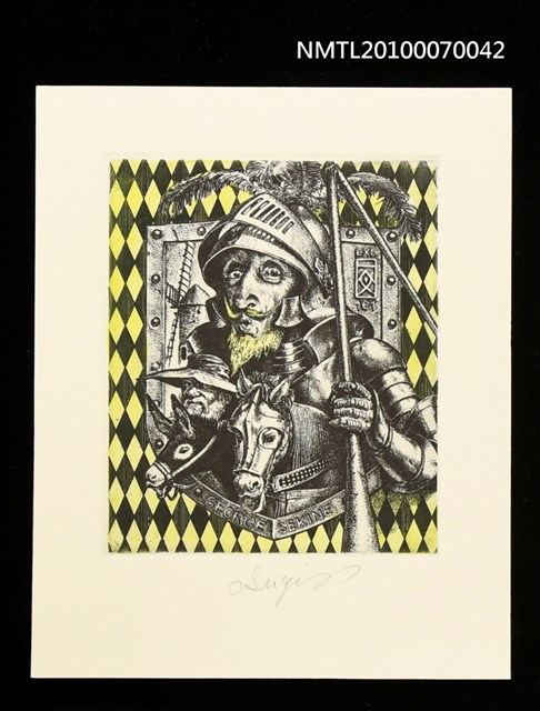 主要名稱：藏書票—唐吉訶德（噘著嘴的唐吉訶德）圖檔，第1張，共3張