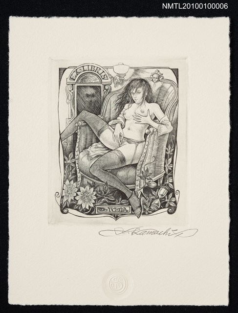 主要名稱：藏書票—Female Nude with Passion Flowers圖檔，第2張，共2張