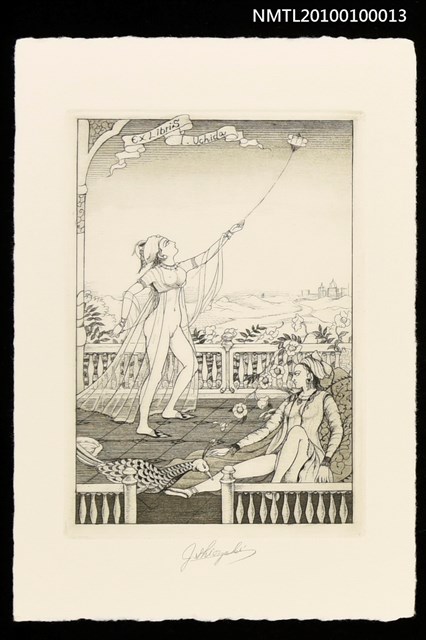 主要名稱：藏書票—凧揚（Kite-Flying）圖檔，第1張，共2張