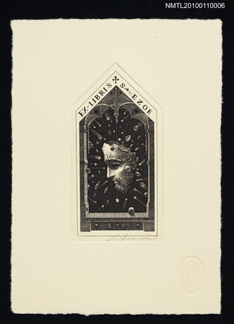 主要名稱：藏書票—男の顏（Man's Face in the Window）圖檔，第1張，共3張