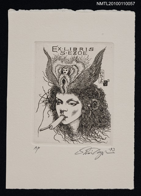主要名稱：藏書票—大首絵（Girl's Head with Mask）圖檔，第1張，共3張