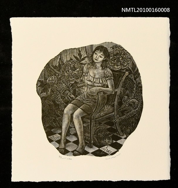 主要名稱：藏書票—女子坐在椅子上圖檔，第1張，共1張