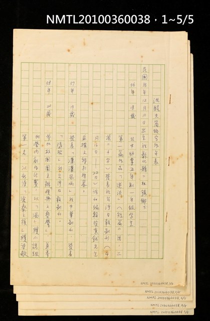 主要名稱：洪醒夫簡略寫作年表圖檔，第7張，共7張
