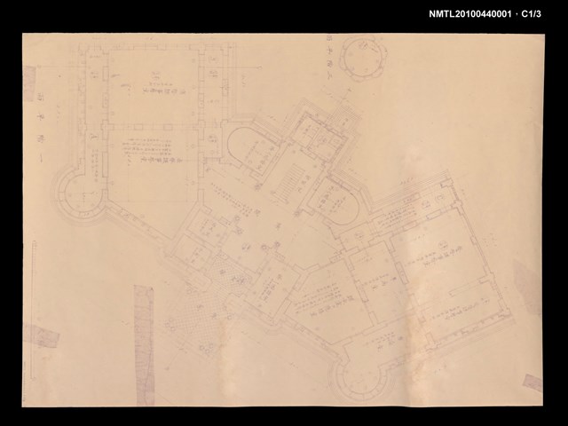 主要名稱：〈台南州廳廳舍〉一階平面圖圖檔，第1張，共3張