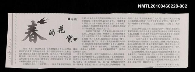 主要標題：春的花絮（下）/報紙名稱：僑報圖檔，第1張，共1張