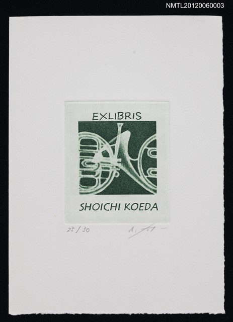 主要名稱：藏書票─Duet of horns（號角二重奏）圖檔，第1張，共1張