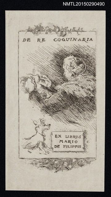 主要名稱：藏書票—鬈髮男與狗圖檔，第1張，共1張