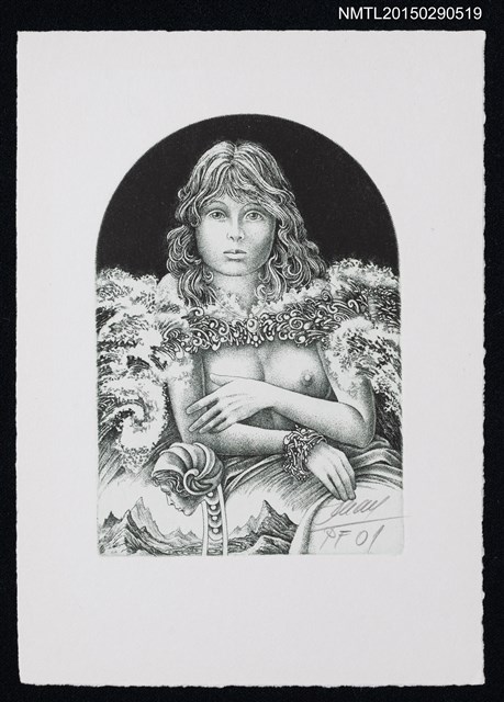 主要名稱：藏書票—海浪與人圖檔，第1張，共1張