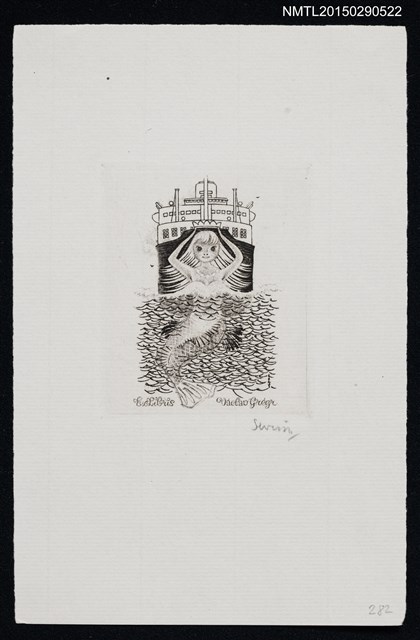 主要名稱：藏書票—人魚與船圖檔，第1張，共1張