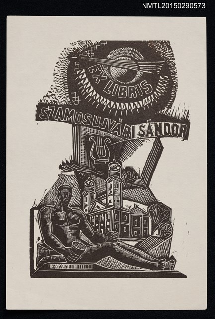 主要名稱：藏書票—男子與建築圖檔，第1張，共1張