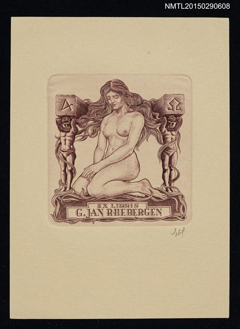 主要名稱：藏書票—跪坐的人圖檔，第1張，共1張