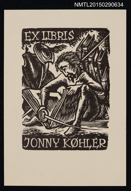 主要名稱：藏書票—握劍抱書的唐吉訶德圖檔，第1張，共1張