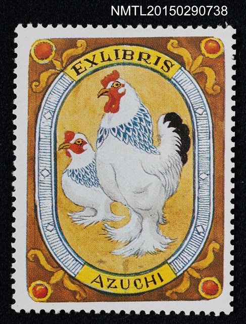 主要名稱：武井武雄の切手型書票—雞圖檔，第1張，共1張