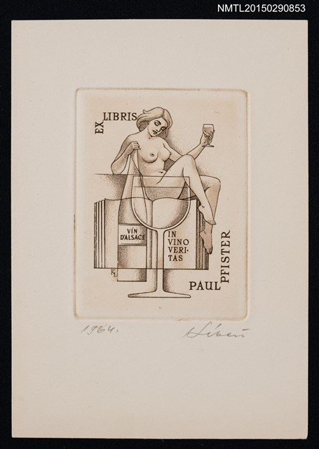 主要名稱：藏書票—阿爾薩斯葡萄酒與裸女圖檔，第1張，共1張